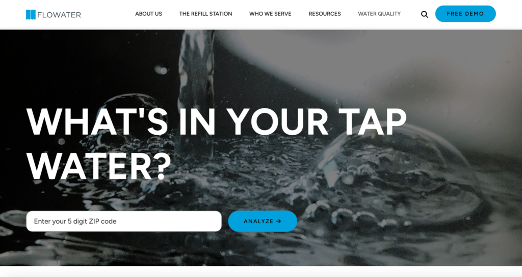 screenshot of flowater water quality report